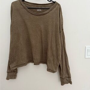 Aerie Cropped Long Sleeve Shirt